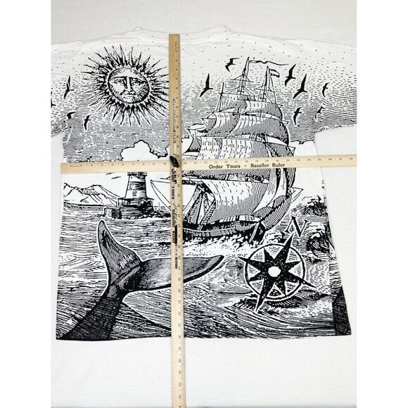 Vintage 90s Massachusetts T-Shirt XXL All over Print Tourist Single Stitch - Picture 6 of 8